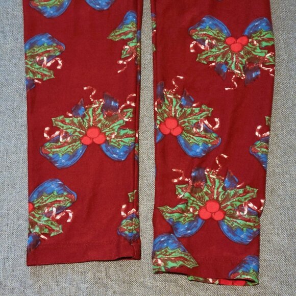 LuLaRoe TC Tall & Curvy Women’s Plus Leggings Red Blue Bows Holiday Christmas - Picture 4 of 16